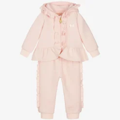 Angels Face Tracksuits|Tracksuits*Baby Girls Cotton Ruffle Tracksuit Pink