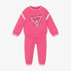 Guess Tracksuits|Tracksuits*Baby Girls Pink Cotton Triangle Tracksuit