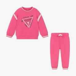 Guess Tracksuits|Tracksuits*Baby Girls Pink Cotton Triangle Tracksuit