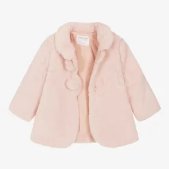 Mayoral Newborn Coats & Jackets*Baby Girls Pink Faux Fur Coat