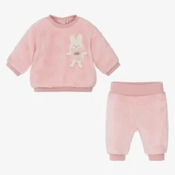 Mayoral Newborn Tracksuits*Baby Girls Pink Faux Fur Bunny Tracksuit