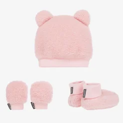 Moschino Baby Hats*Baby Girls Pink Fleece Hat & Booties Set