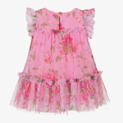 Angels Face Dresses*Baby Girls Pink Floral Tulle Dress Begonia