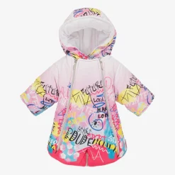 Pilguni Snowwear*Baby Girls Pink Graffiti Print 2-in-1 Snowsuit