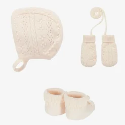 Chloé Hats*Baby Girls Pink Hat & Booties Gift Set