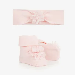Mayoral Newborn Hair Accessories*Baby Girls Pink Headband & Booties Set