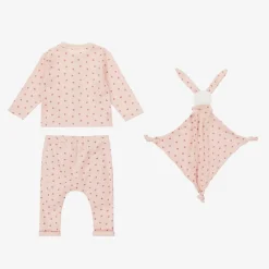 Petit Bateau Babysuits*Baby Girls Pink Heart Organic Cotton Trouser Set