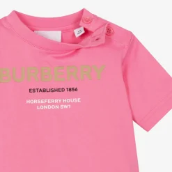 Burberry Tops*Baby Girls Pink Horseferry Cotton T-Shirt BubblegumPink