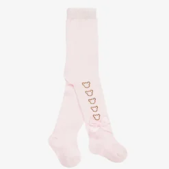 A Dee Tights|Tights*Baby Girls Pink Knit Bear Tights