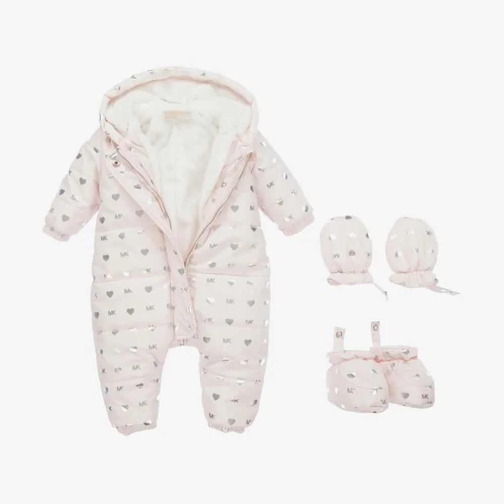 Michael Kors Kids Snowwear*Baby Girls Pink Monogram Snowsuit