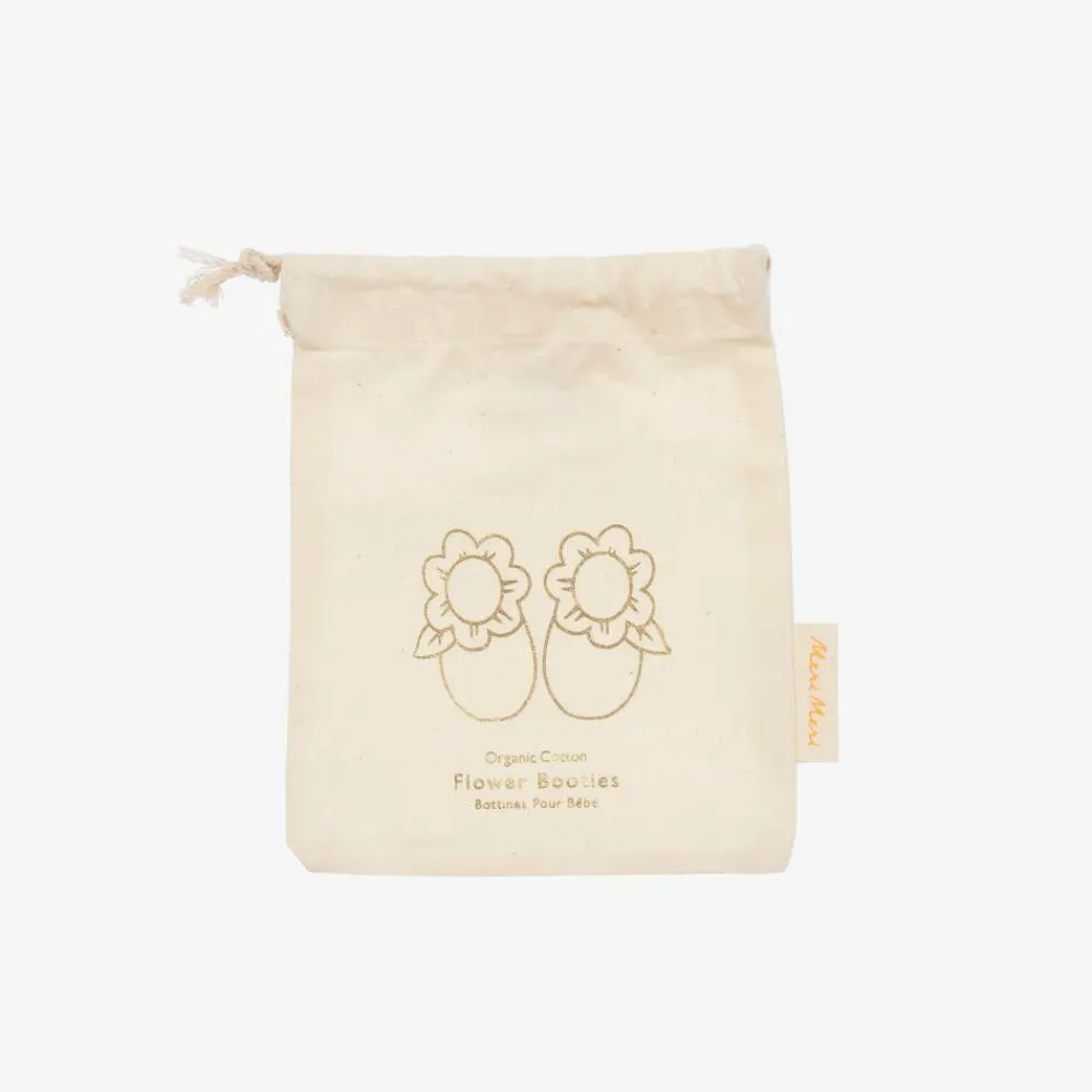 Meri Meri Booties|Booties*Baby Girls Pink Organic Cotton Flower Booties