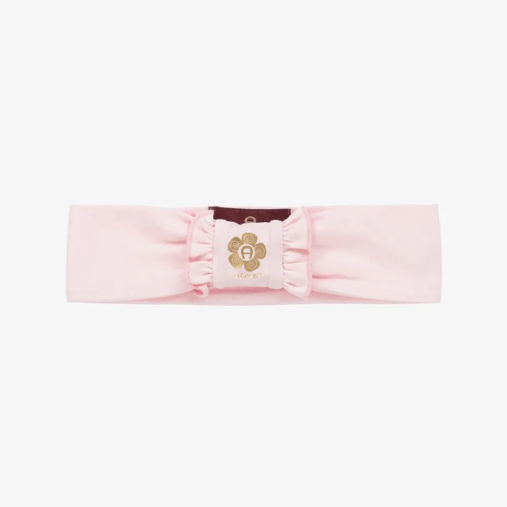 AIGNER Hair Accessories*Baby Girls Pink Pima Cotton Bow Headband