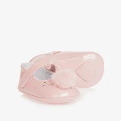 Mayoral Newborn Pre Walkers|Pre Walkers*Baby Girls Pink Pom-Pom Pre-Walker Shoes