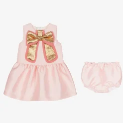 Hucklebones London Dresses*Baby Girls Pink Satin Bow Dress