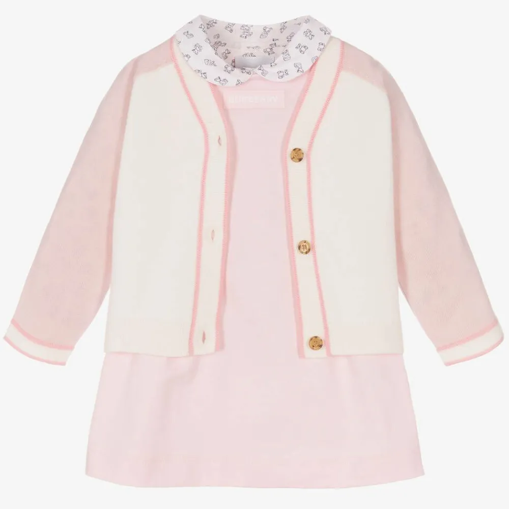 Burberry Gifts*Baby Girls Pink Thomas Bear Dress Gift Set