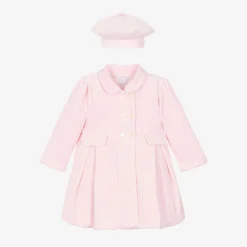 Emile et Rose Coats & Jackets*Baby Girls Pink Velour Coat & Hat Set