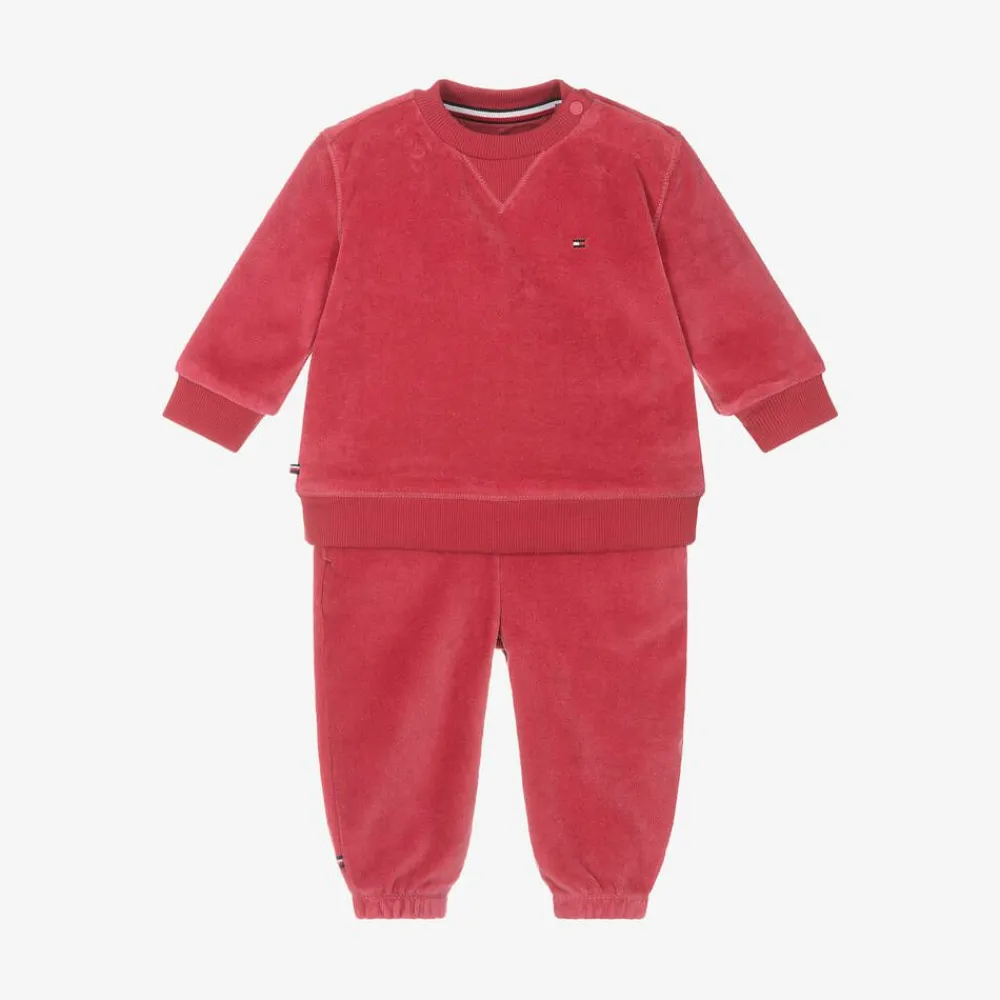 Tommy Hilfiger Tracksuits|Tracksuits*Baby Girls Pink Velour Tracksuit