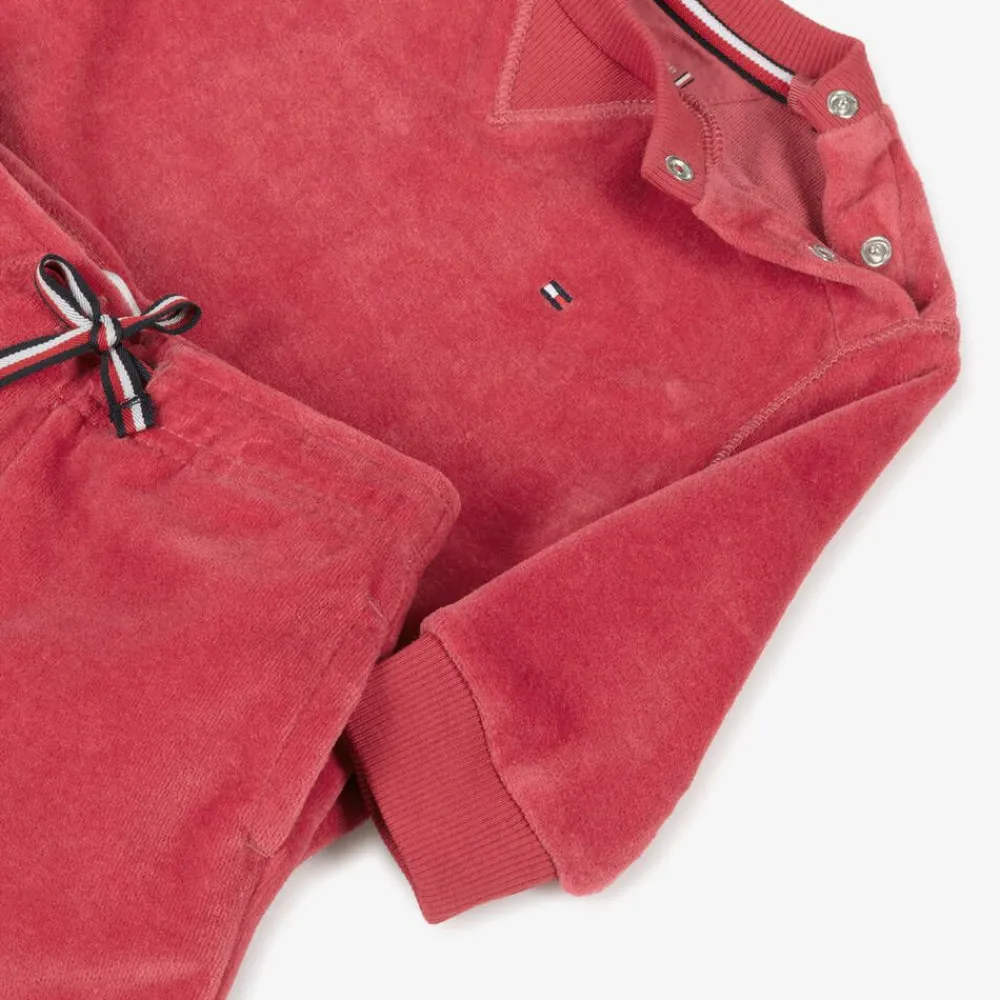 Tommy Hilfiger Tracksuits|Tracksuits*Baby Girls Pink Velour Tracksuit