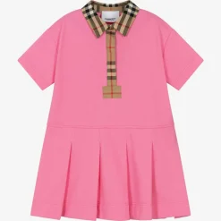 Burberry Dresses*Baby Girls Pink Vintage Check Polo Dress BubblegumPink