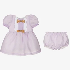 Hucklebones London Dresses*Baby Girls Purple Crêpe Bows Dress