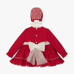 Abuela Tata Dresses|Dresses*Baby Girls Red Cotton & Lace Dress Set