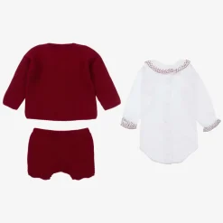 Babidu Outfit Sets*Baby Girls Red Knitted Shorts Set