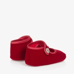 Monnalisa Pre Walkers|Pre Walkers*Baby Girls Red Velvet Pre-Walker Shoes