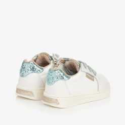 Mayoral Trainers*Baby Girls White & Blue Leather Trainers