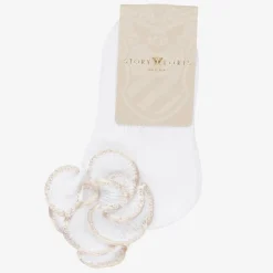 Story Loris Socks*Baby Girls White & Ivory Ruffle Socks