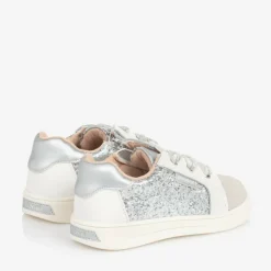 Mayoral Trainers*Baby Girls White & Silver Leather Trainers