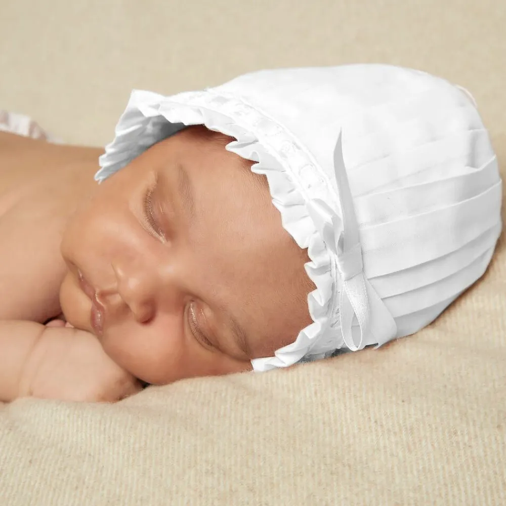Sarah Louise Hats*Baby Girls White Bonnet
