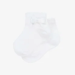 Story Loris Socks*Baby Girls White Bow Socks