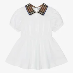 Burberry Dresses*Baby Girls White Check Polo Dress