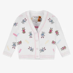 Guess Tops*Baby Girls White Cotton Bear Cardigan