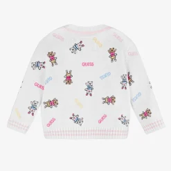 Guess Tops*Baby Girls White Cotton Bear Cardigan