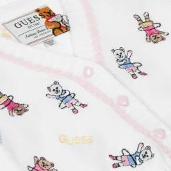 Guess Tops*Baby Girls White Cotton Bear Cardigan