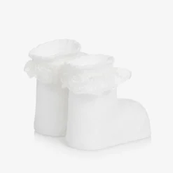 Carlomagno Socks*Baby Girls White Cotton Frilly Socks