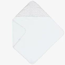 Laranjinha Towels & Robes*Baby Girls White Cotton Floral Hooded Towel