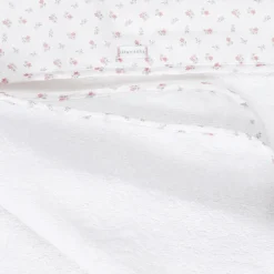 Laranjinha Towels & Robes*Baby Girls White Cotton Floral Hooded Towel