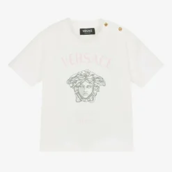 Versace Tops*Baby Girls White Cotton Medusa T-Shirt