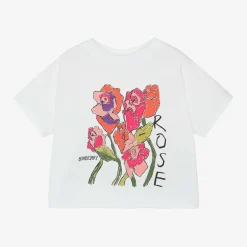 Burberry Tops*Baby Girls White Cotton Rose T-Shirt