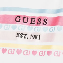 Guess Tops*Baby Girls White Cotton Stripe T-Shirt