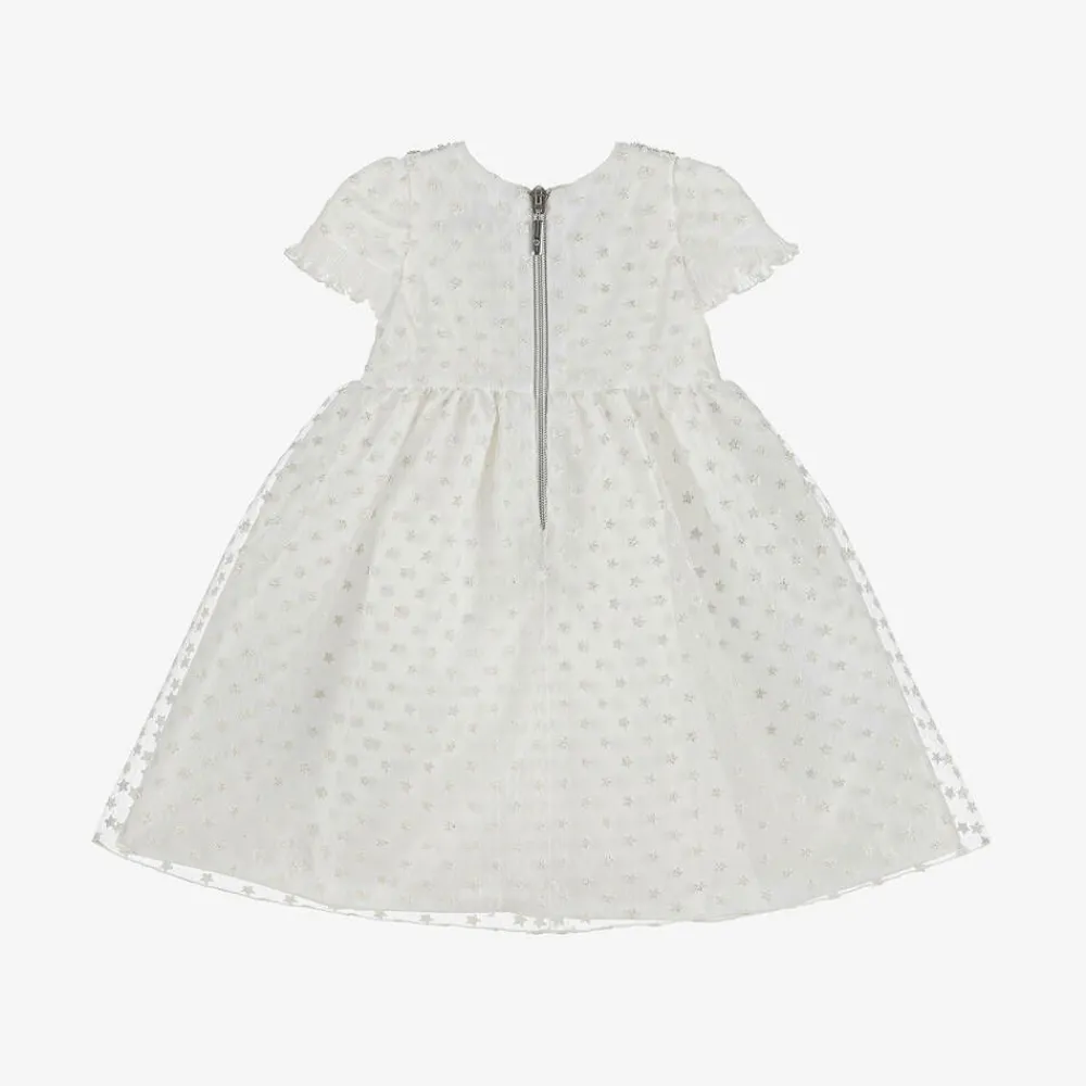 Graci Dresses*Baby Girls White Glittery Star Dress