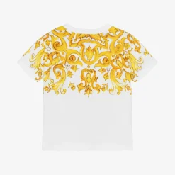 Dolce amp; Gabbana Tops*Baby Girls White Majolica Print Cotton T-Shirt
