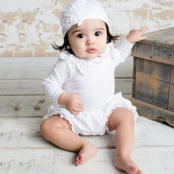 Lemon Loves Layette Hats*Baby Girls Pima Cotton Hat White