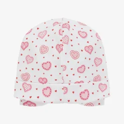 Kissy Kissy Hats|Hats*Baby Girls White Pima Cotton Heartfelt Hearts Hat