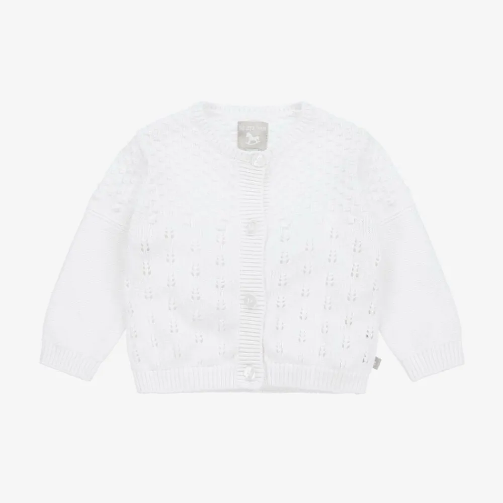 The Little Tailor Tops*Baby Girls White Pointelle Cardigan