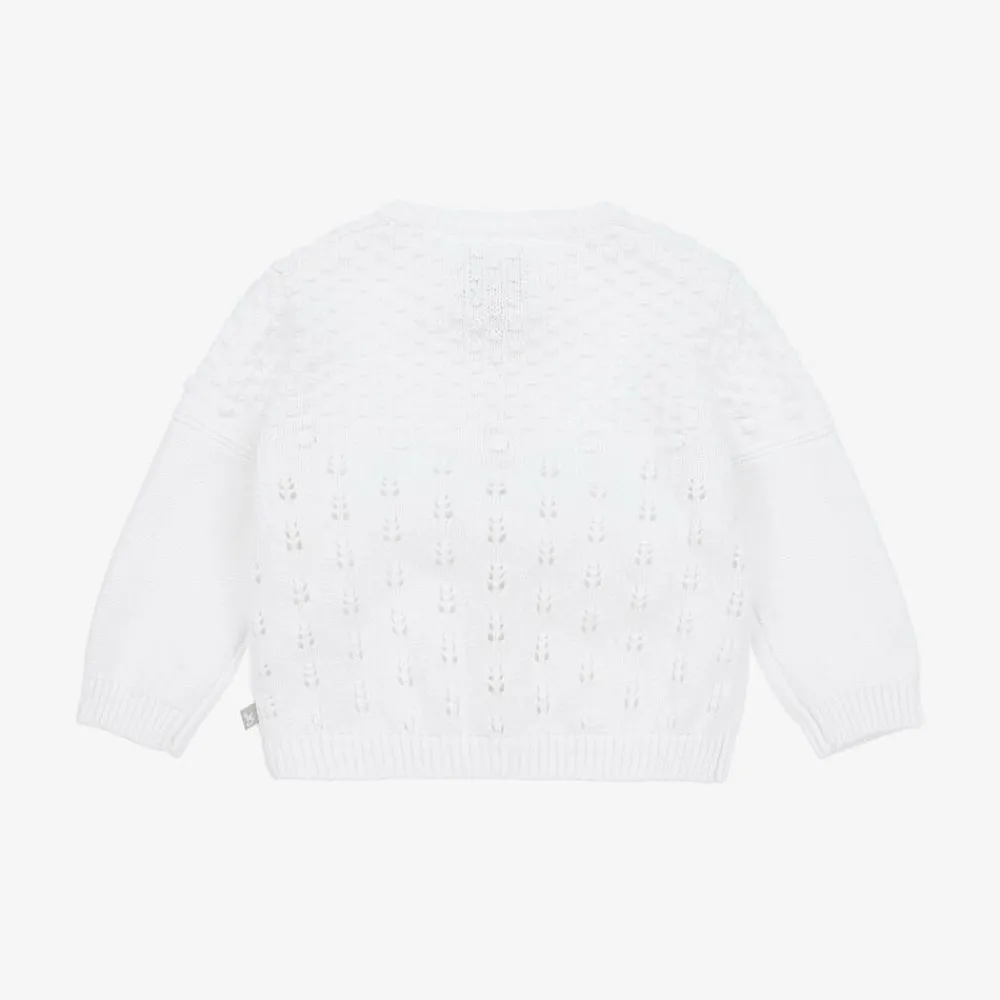 The Little Tailor Tops*Baby Girls White Pointelle Cardigan