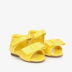 Age of Innocence Sandals|Sandals*Baby Girls Yellow Leather Bow Sandals