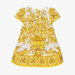 Dolce amp; Gabbana Dresses*Baby Girls Yellow Majolica Print Cotton Dress